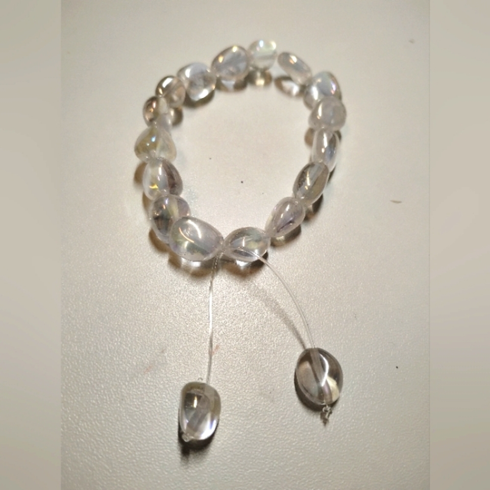 Women’s Semi-Precious Clear Beaded Stretch Bracelet – Adjustable - Picture 1 of 4